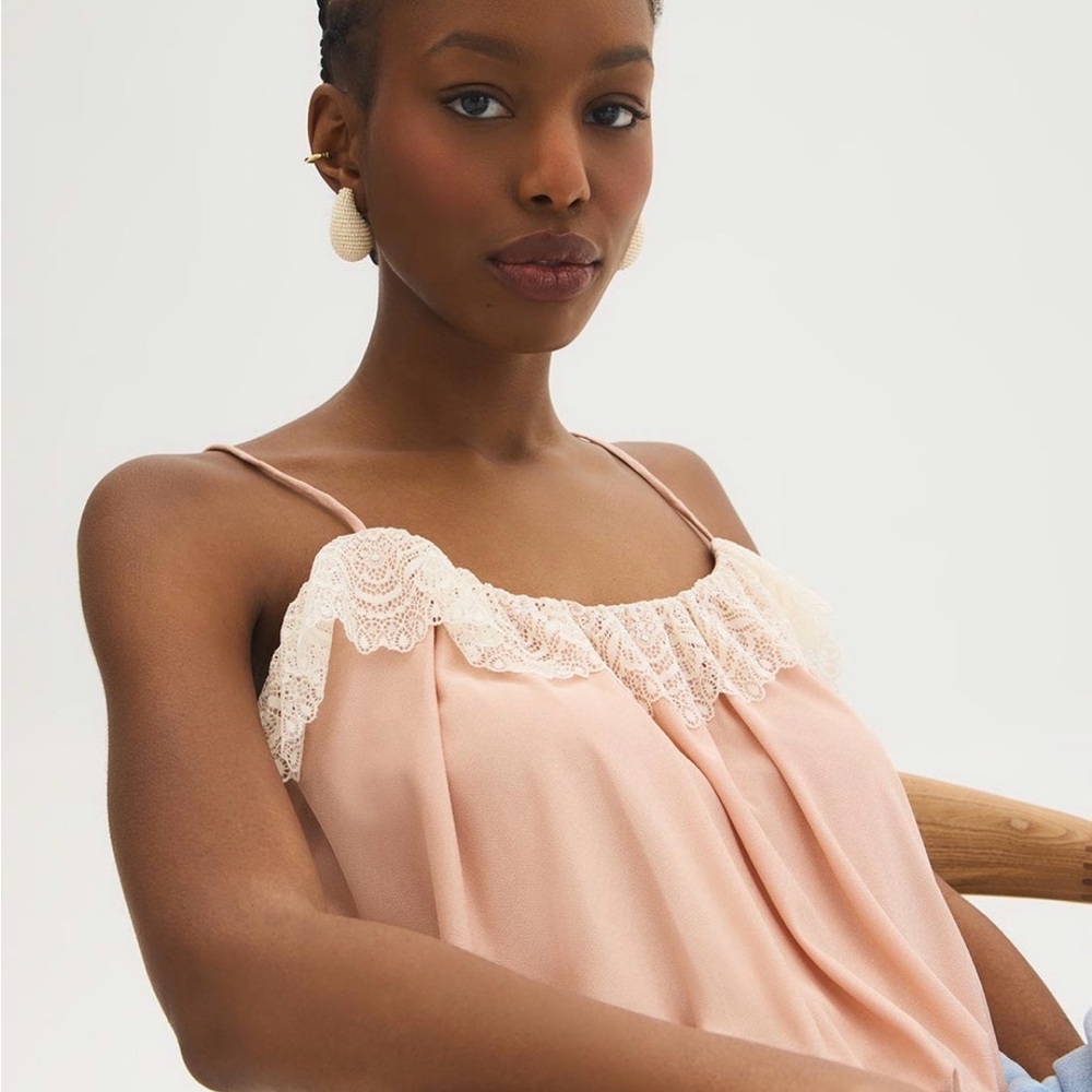 Lace-Trim Chemise - Blush Pink